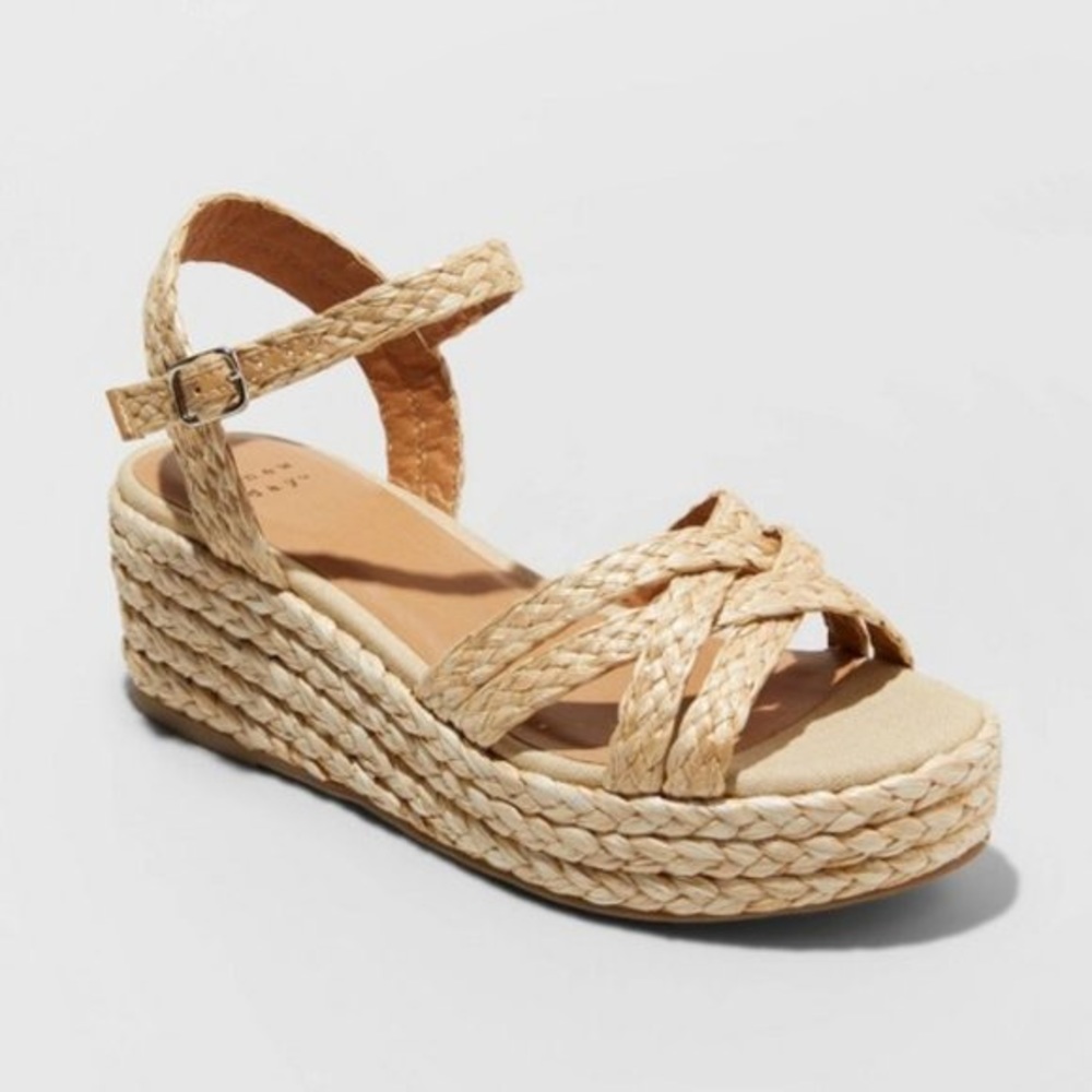 NEW A NEW DAY Luisa Natural Woven Espadrille Wedge